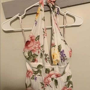 White floral dress, floor length